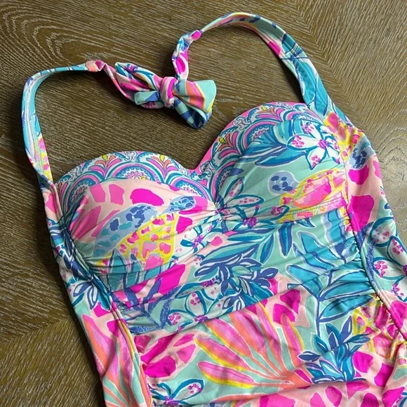 LILLY PULITZER Kolka One Piece Sea Glass Aqua L76056 Women's Swimsuit 2 - Picture 11 of 14